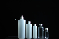 Various plastic bottles clear and  white.